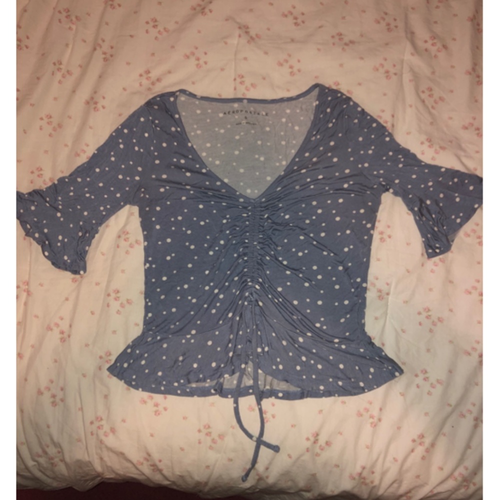 Blue and White Cute Aero Crop Top/Blouse